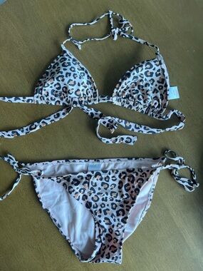 Leopard Print Triangle Bikini Set